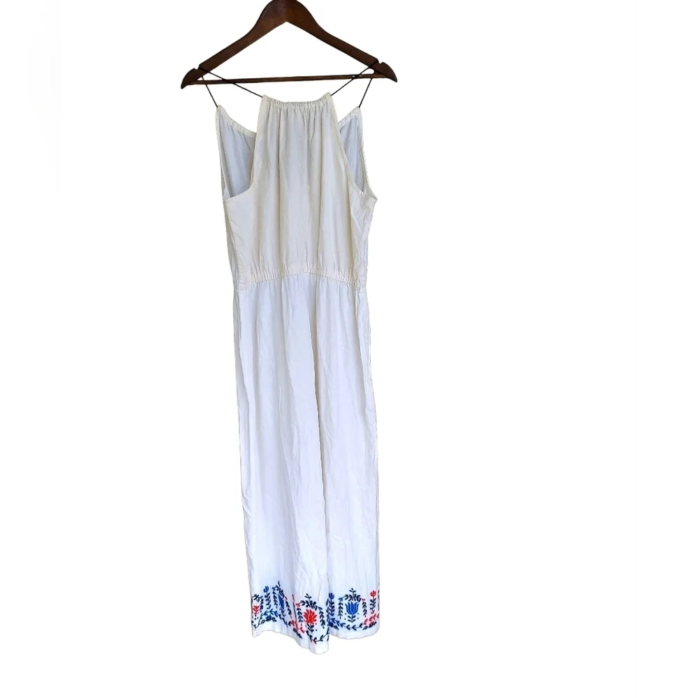 J.Crew Embroidered Linen Blend White Maxi Dress Womens XL